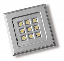 Точечный накладной светодиодный светильник Vincente, квадрат, 12V, 9 диодов, теплый свет, алюминий — купить оптом и в розницу в интернет магазине GTV-Meridian.